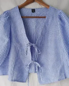 Blouse à carreaux bleu et blanc — SHEIN