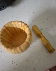 wooden mortar and pestle