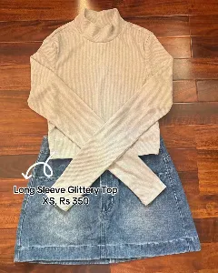 Long Sleeve Glittery Top