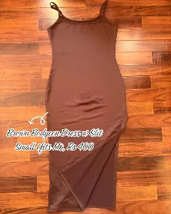 Brown Slitted Dress