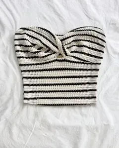 Striped twist crop top