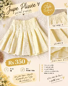 Jupe plissée jaune pastel